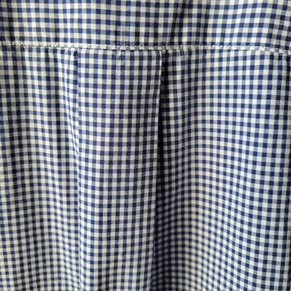 Uniqlo Checkered Shirt Mens Medium Navy Blue White Long Sleeve Check 100% Cotton - Picture 8 of 12